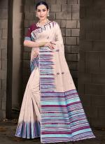 Cotton Burgandy Traditional Wear Printed Saree